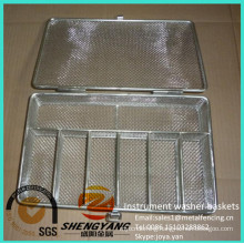 China manufacturer acid-resistance instrument trays lockable sterilization baskets wire mesh woven instrument washer baskets